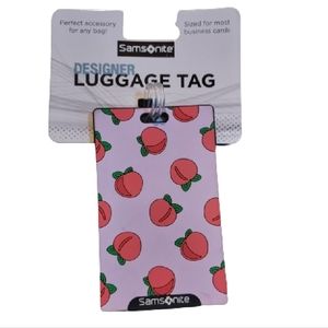 Samsonite Peach all over design flexible luggage tag NWT